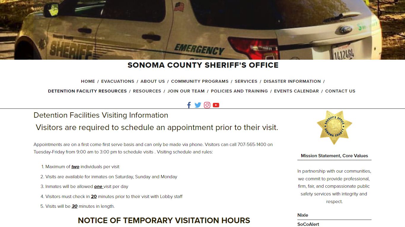 Detention Visitation Information — Sonoma County Sheriff's Office