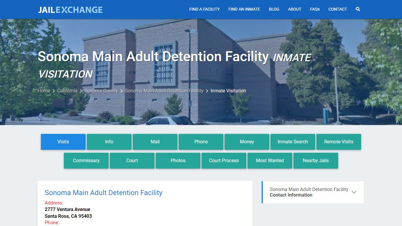 Sonoma Main Adult Detention Facility Inmate Visitation - Jail Exchange